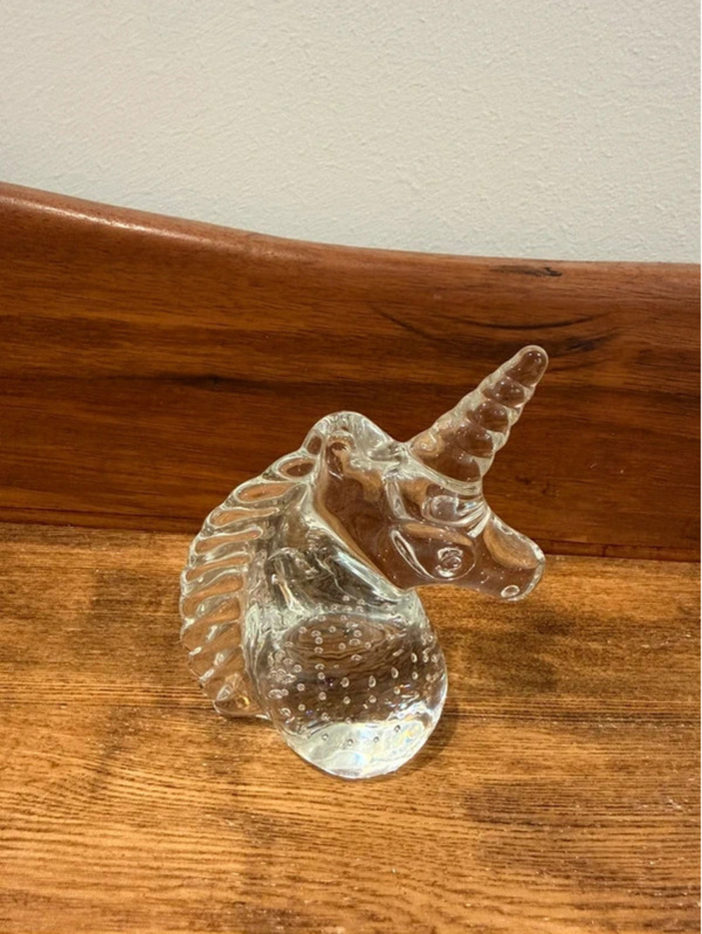 Vintage Clear Art Glass Unicorn Figurine Paperweight
